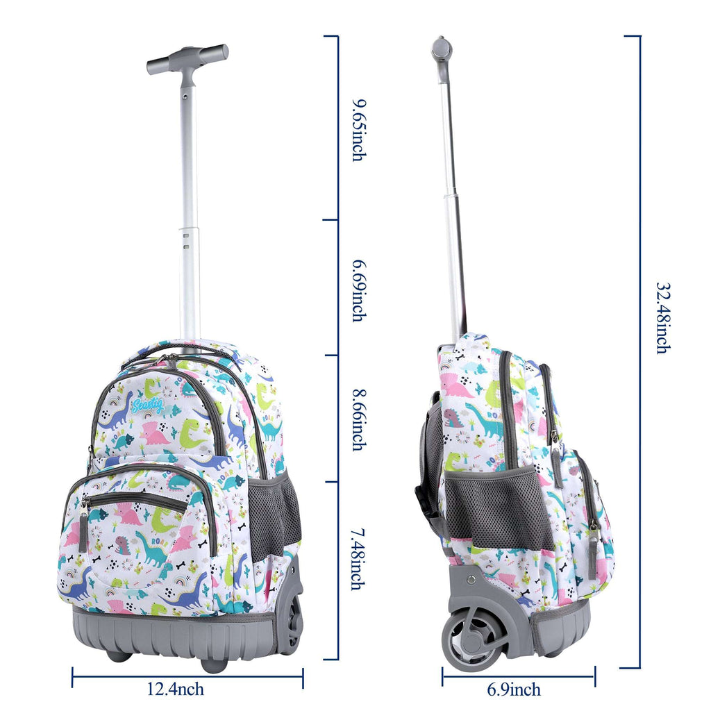 seastig 16 inch Litter Dinosaur Rolling Backpack for Kids