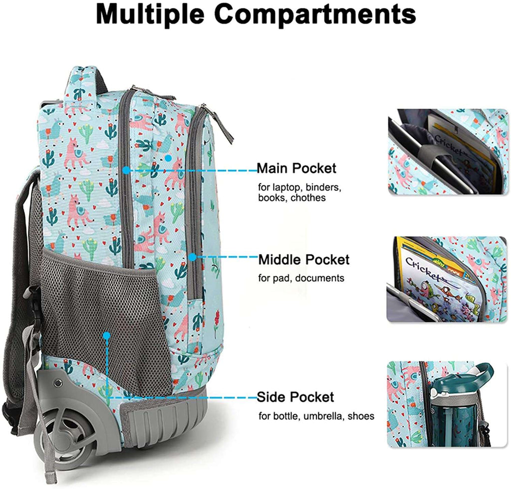 Tilami Rolling Backpack 19 inch with Lunch Bag Wheeled Laptop Backpack