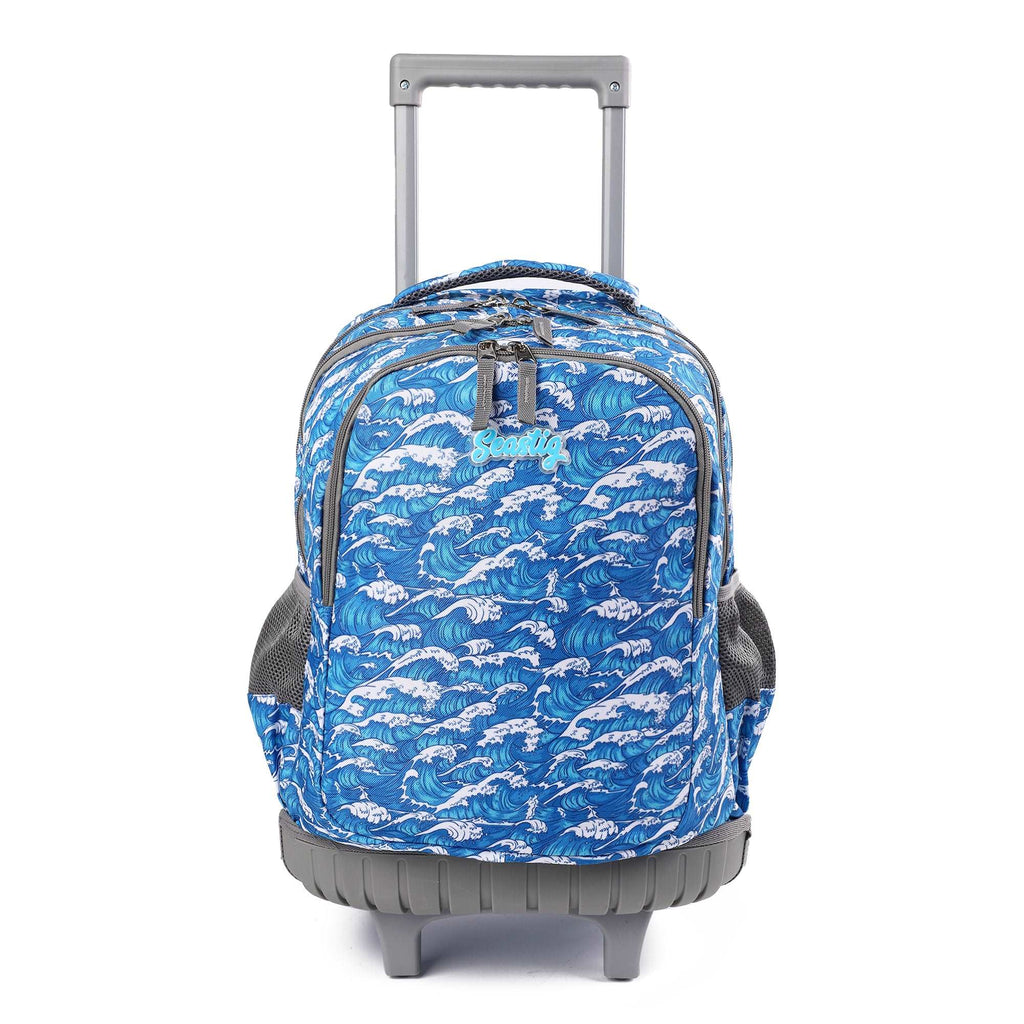 seastig Waves Rolling Backpack Girls Boys 18in Wheeled Backpack Kids Backpack with Wheels School Travel Bag