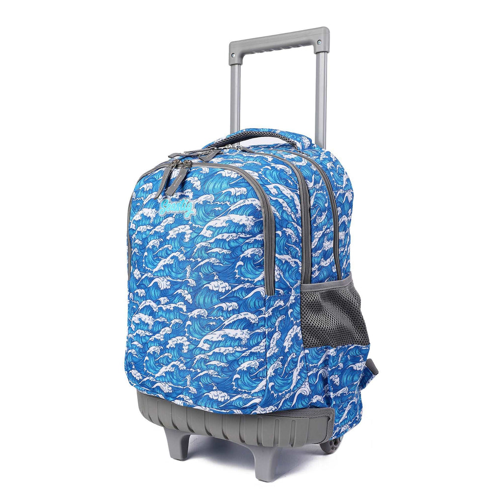 seastig Waves Rolling Backpack Girls Boys 18in Wheeled Backpack Kids Backpack with Wheels School Travel Bag
