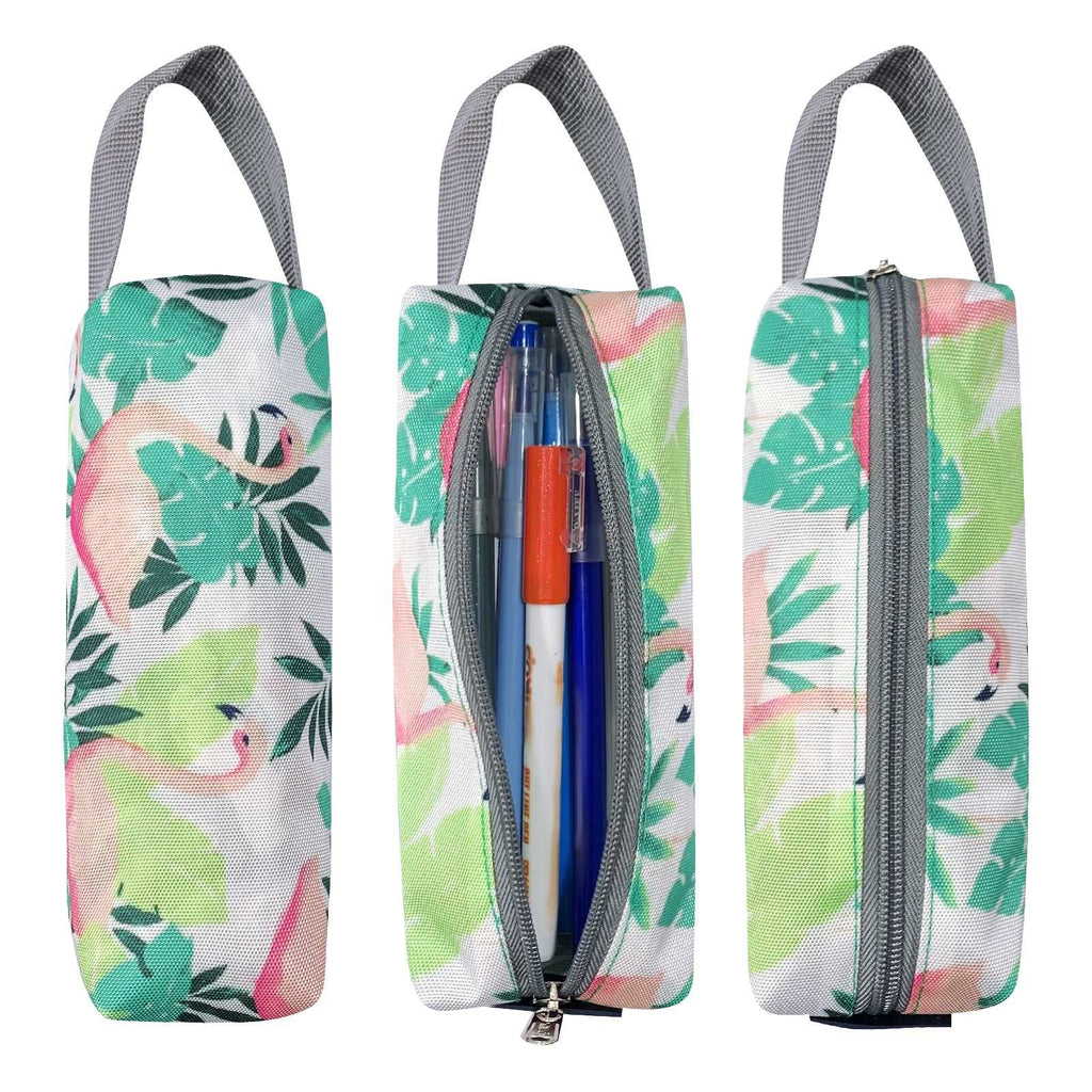 Tilami Flamingo Leaves Rolling Backpack 16 Inch with Pencil Case School for Boys Girls