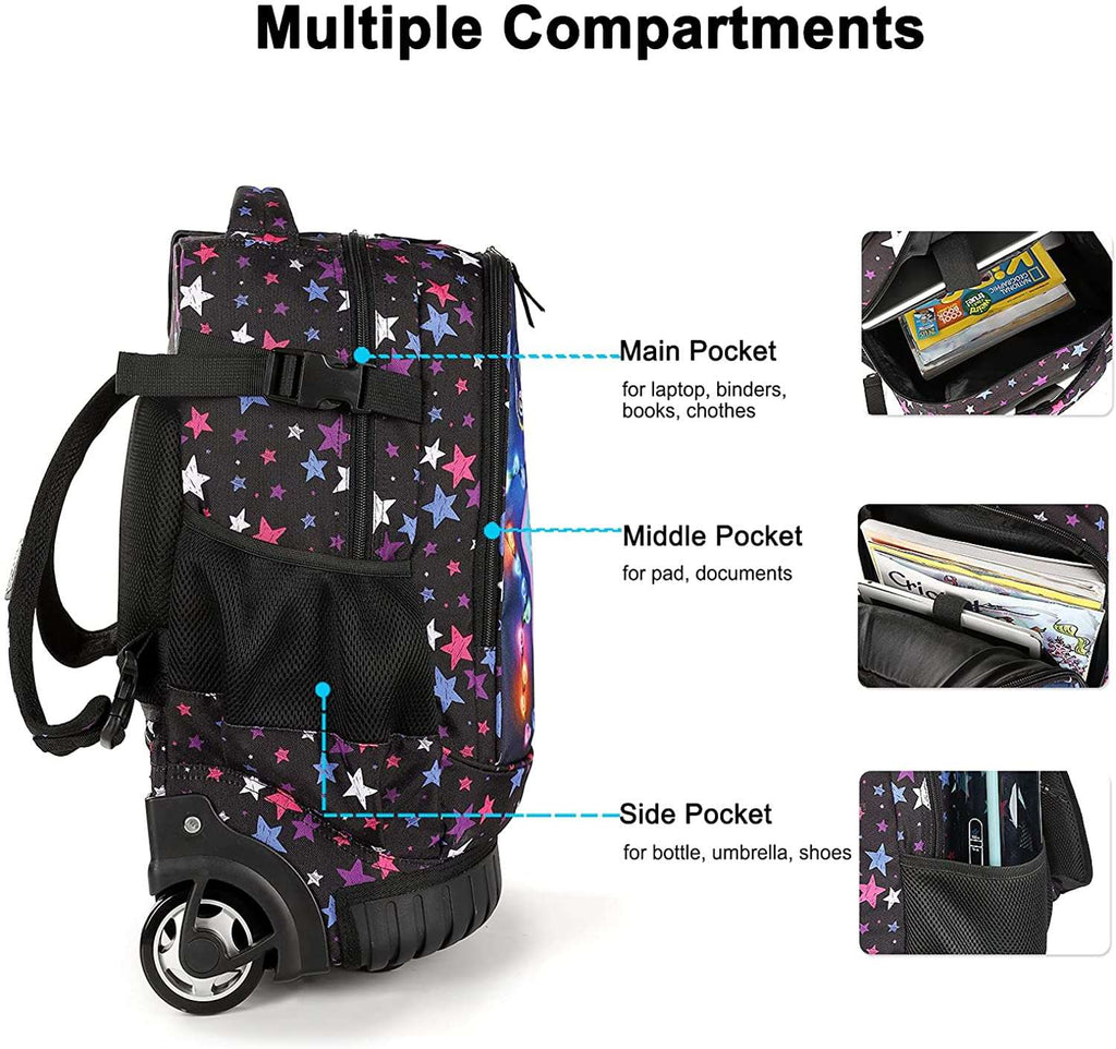 Tilami Starlight 18 inch Kids Rolling Backpack Laptop Backpack
