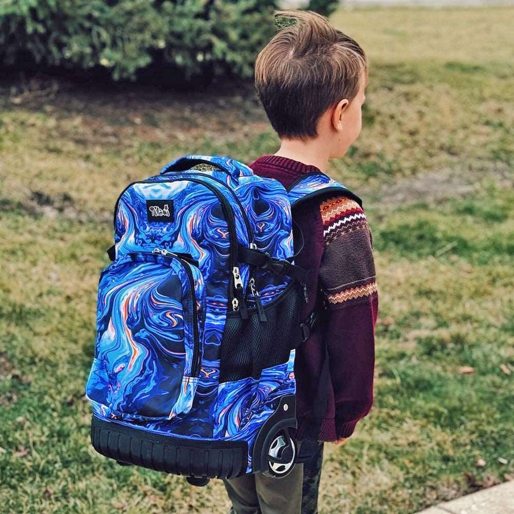 Tilami 18 inch Painting Blue Rolling Backpack