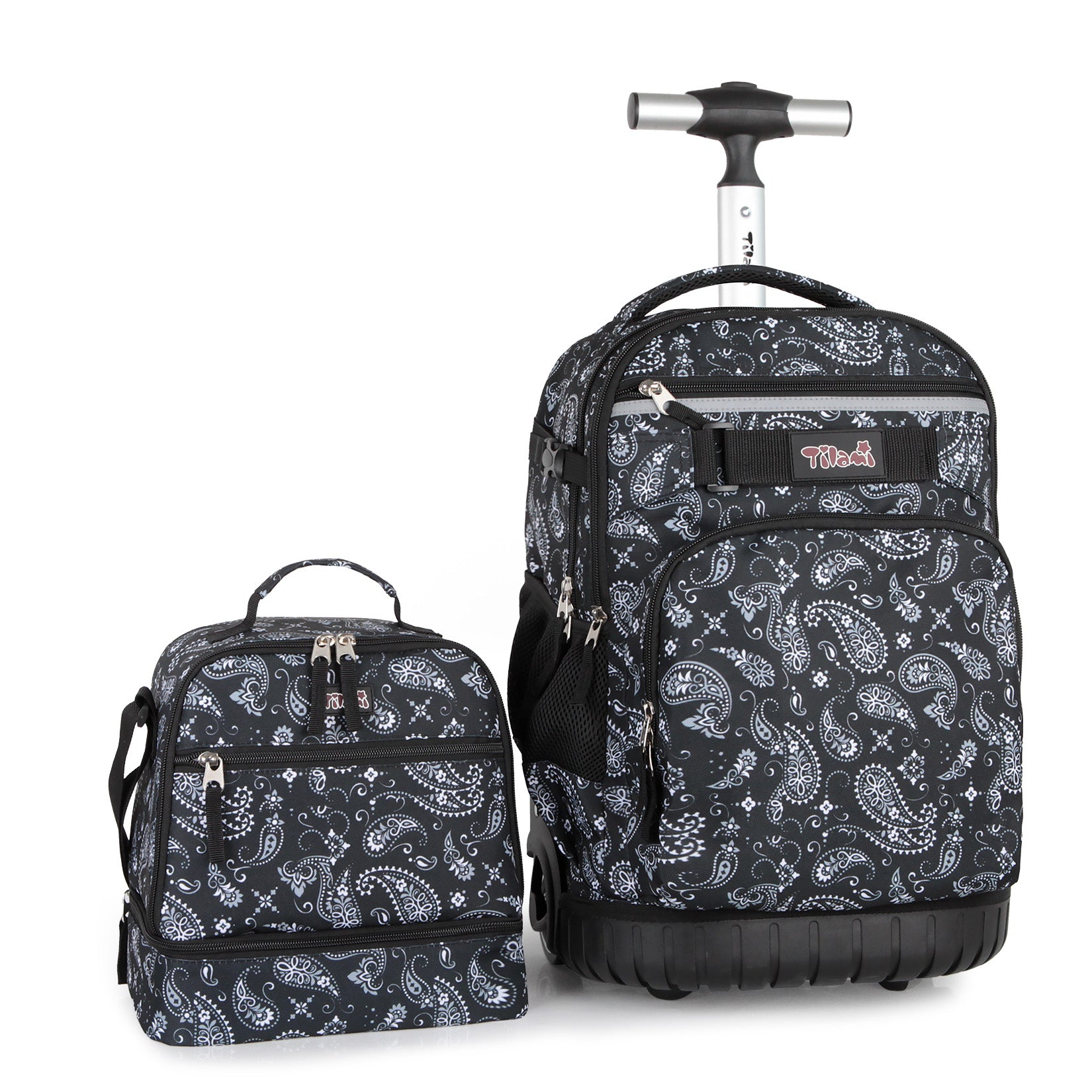 Rolling Flower Backpack ☆ Rare ☆ LL Bean Deluxe Rolling Wheeled Backpack Book Bag Carry-on  main image 4