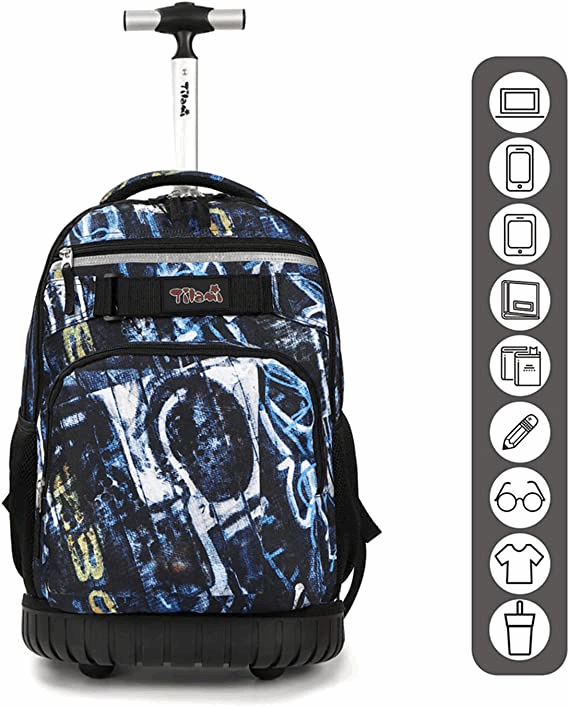 Tilami  Blue Letters 19 inch Rolling Backpack with Lunch Bag