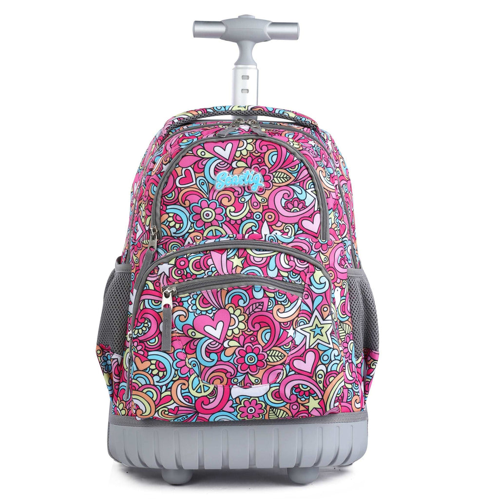 seastig 16 inch Flower Rolling Backpack for Kids