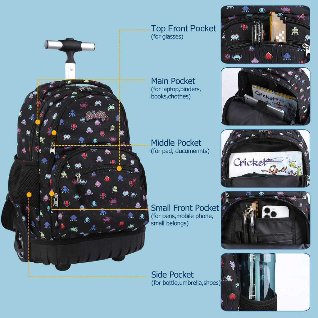 seastig 16 inch Robot Rolling Backpack for Kids