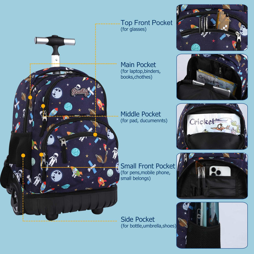 seastig 16 inch Space Rolling Backpack for Kids