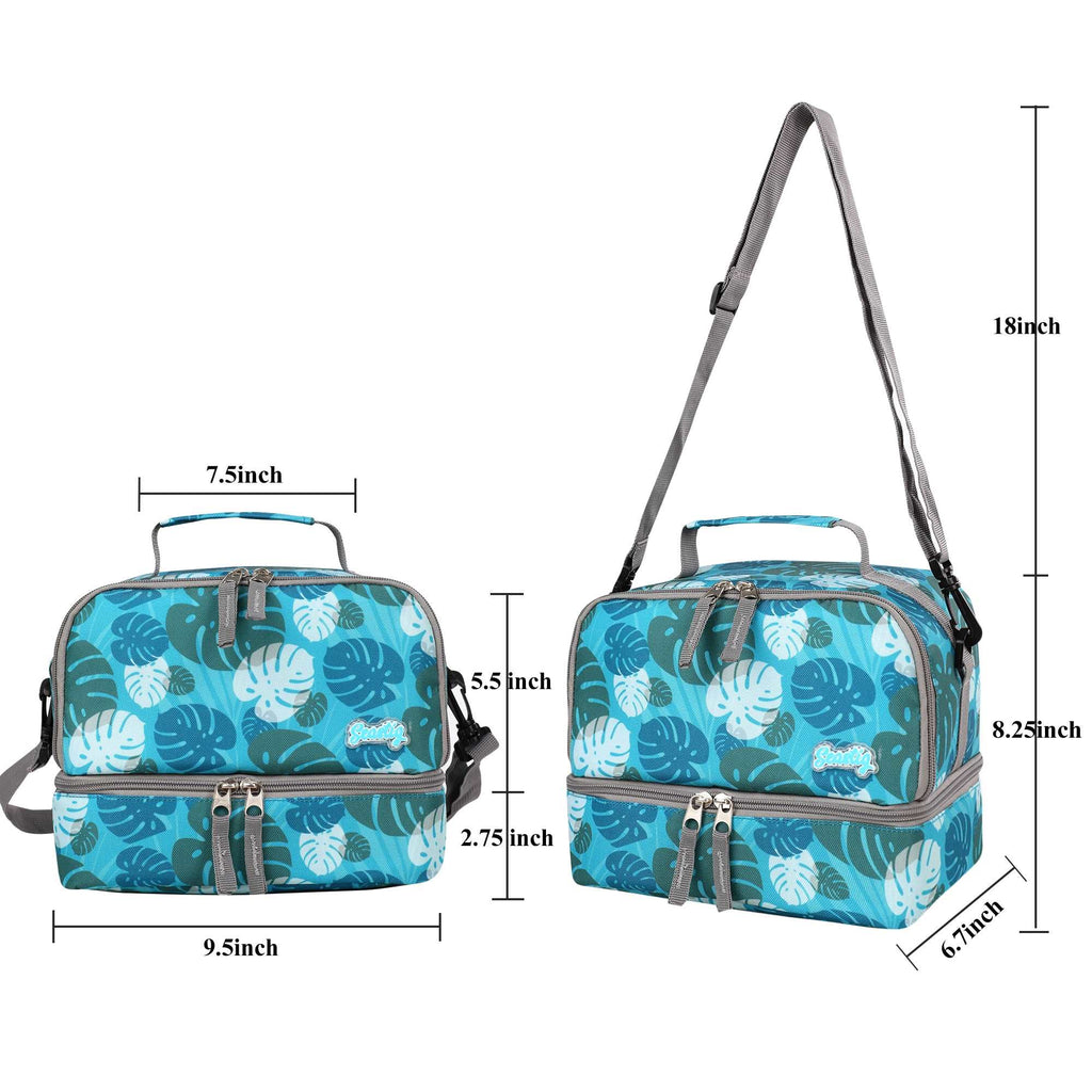 seastig Leaves Rolling Backpack Girls Boys 18in Wheeled Backpack Kids Backpack with Lunch Box and Pencil Case School Travel Bag