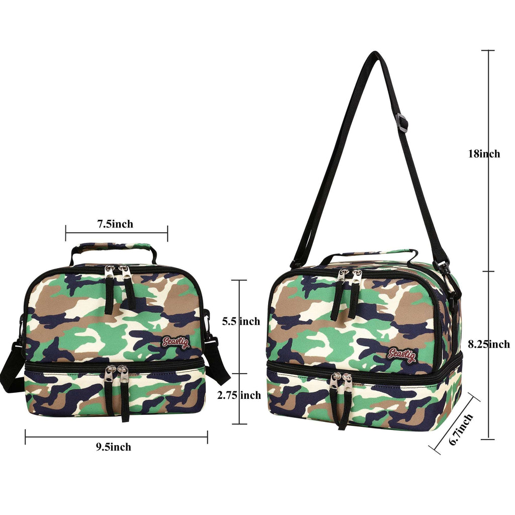 seastig Camo Rolling Backpack Girls Boys 18in Wheeled Backpack Kids Backpack with Lunch Box and Pencil Case School Travel Bag