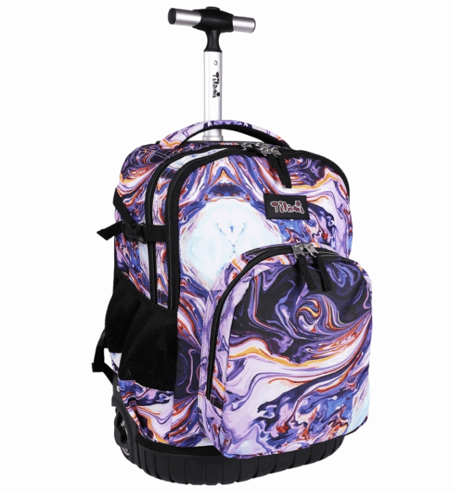 Purple Laptop Rolling Backpack for Girls 18 inch Tilami Painting Style Tilamionline