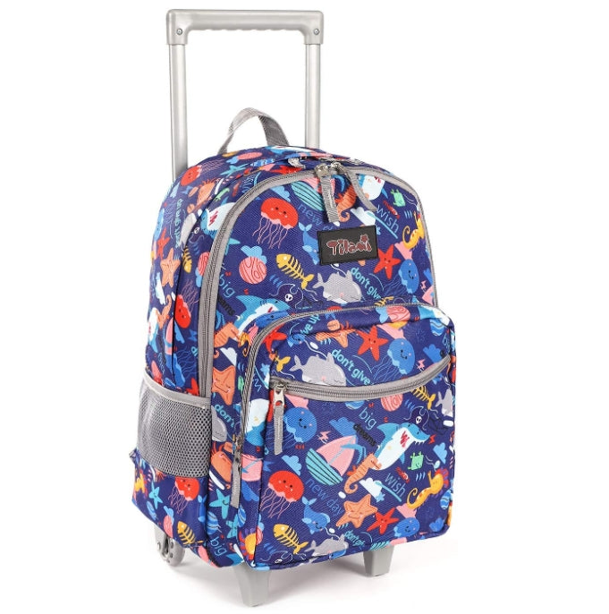 18 inch rolling laptop backpack Tilami Dog Blue 18 inch Kids Rolling Backpack