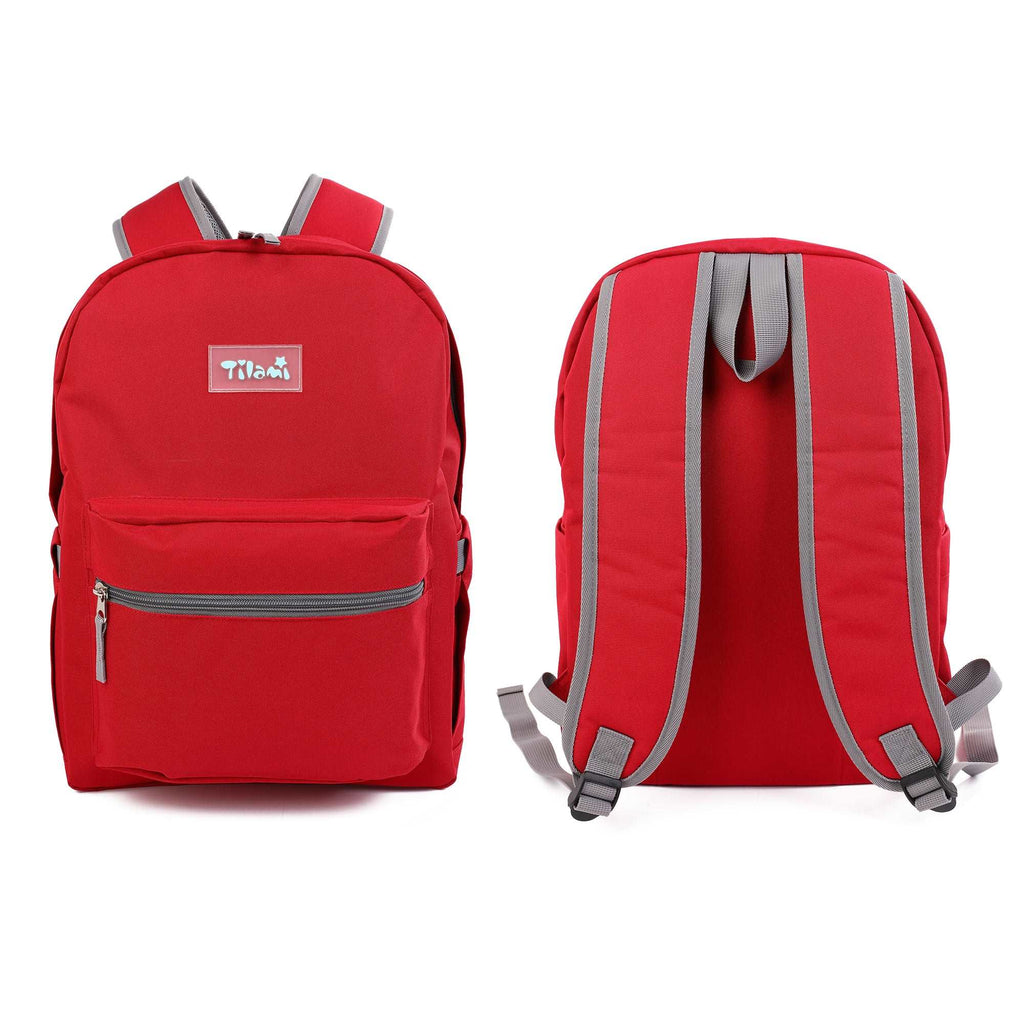 Tilami Red 17 inch Waterproof Backpack with Pencil Bag