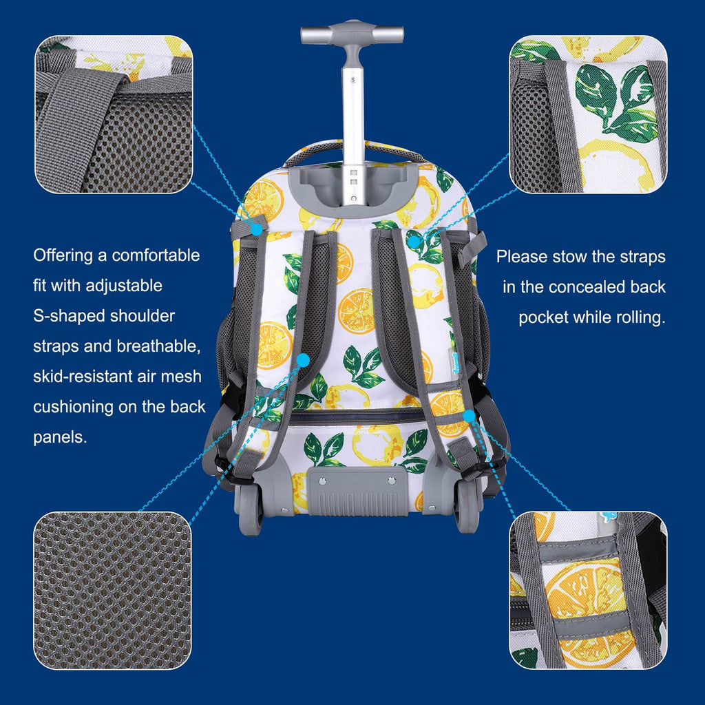 seastig 18 inch Lemon Rolling Backpack for Kids