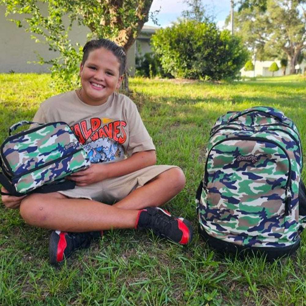 seastig Camo Rolling Backpack 18 inch with Lunch Box and Pencil Case Set