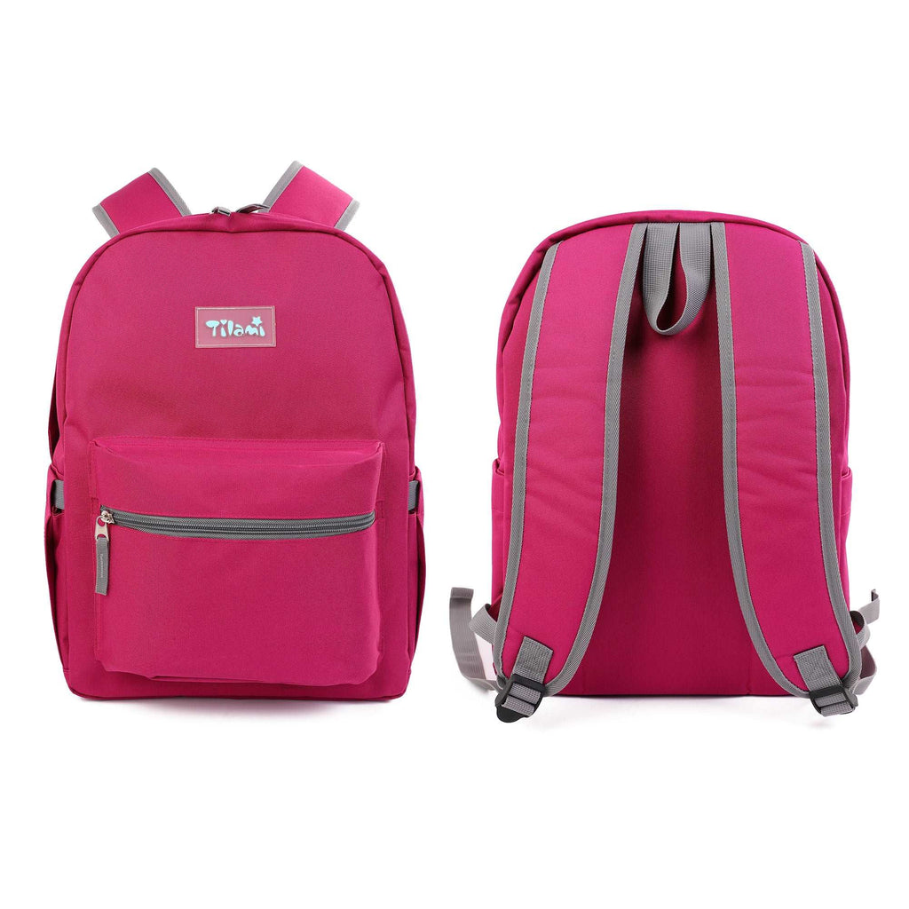 Tilami Rose Red 17 inch Waterproof Backpack with Pencil Bag