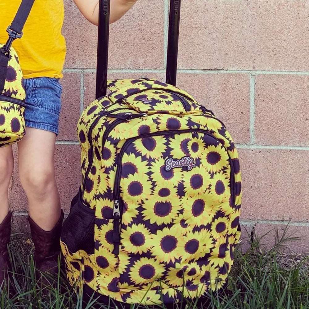 seastig Yellow Sunflower Rolling Backpack 18 inch