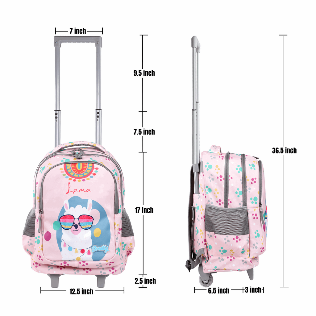 Seastig Sheep 18 inch Double Handle Rolling Backpack for Kids with Lunch Bag and Pencil Case Set