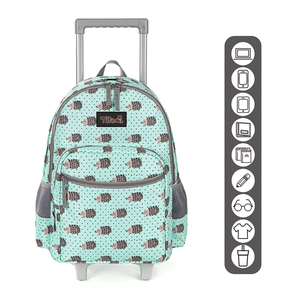 Tilami Green Hedgehog 18 inch Double Handle Rolling Backpack Canada