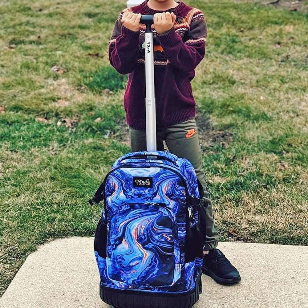 Tilami 18 inch Painting Blue Rolling Backpack