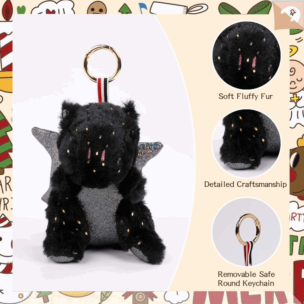Tilami Plush Keychain Cute Stuffed Animal Toy Dragon 5-inch Bag Charm for Kids