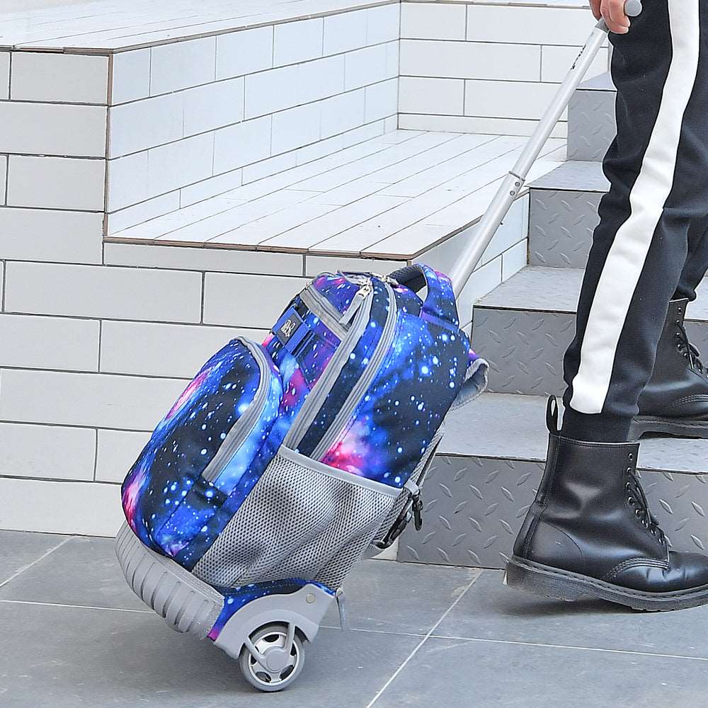 Tilami Blue Galaxy 18 inch Rolling Backpack with Wheels