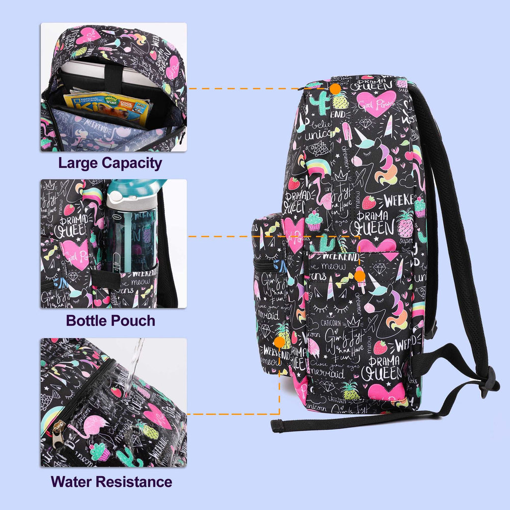 Tilami Ins Graffiti 17 inch Waterproof Backpack with Pencil Bag