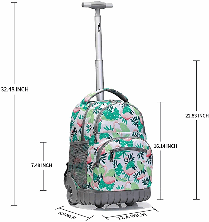 Travel Backpack Green Rolling Backpack Tilami Green Flamingo 16