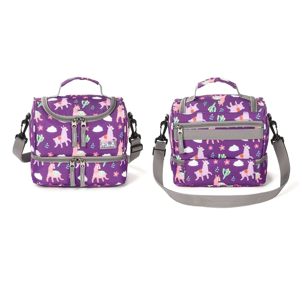 Tilami Purple Alpaca Rolling Backpack 18 inch with Lunch Bag
