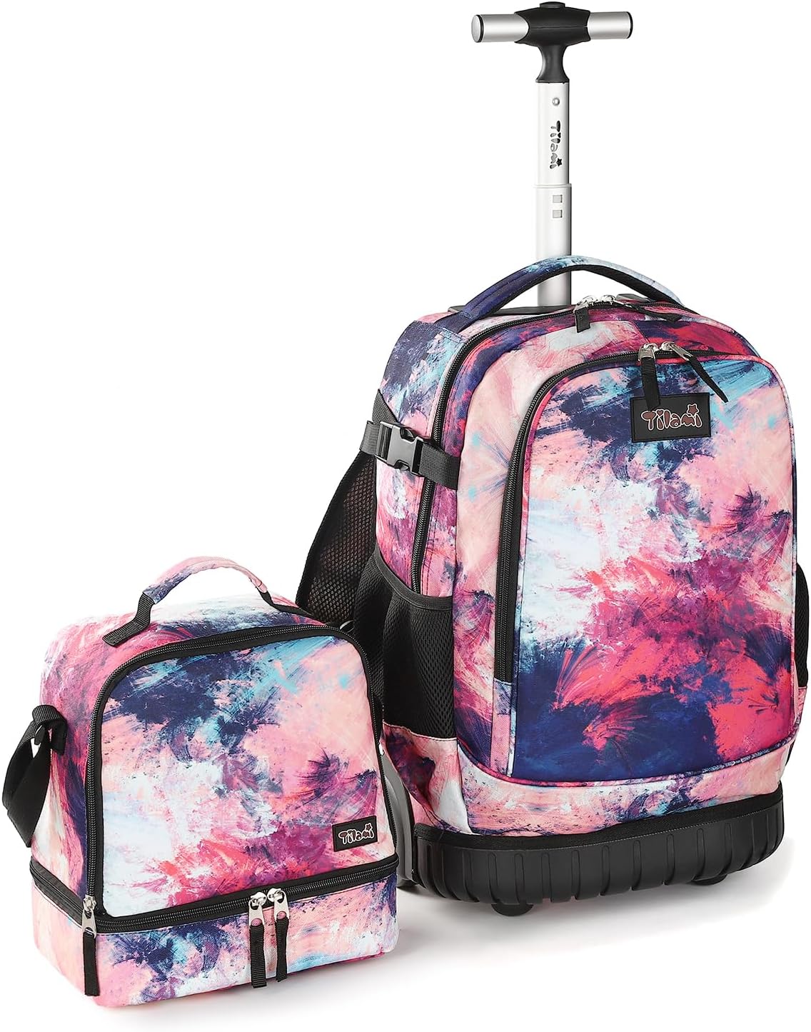 cute jansport rolling backpacks Tilami Pink Graffiti 19 inch Kids Rolling Backpack Laptop Backpack with Lunch Bag