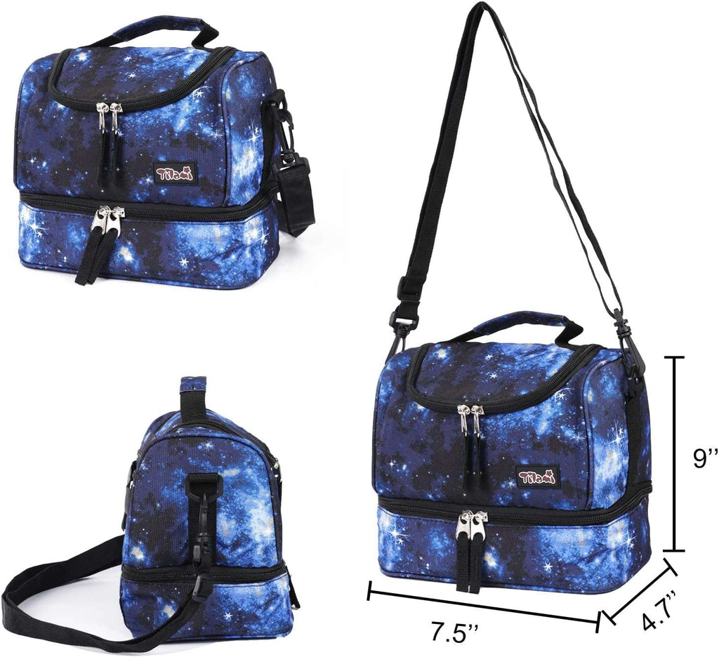 Tilami Galaxy Blue Rolling Backpack 18 inch Double Handle with Lunch Bag