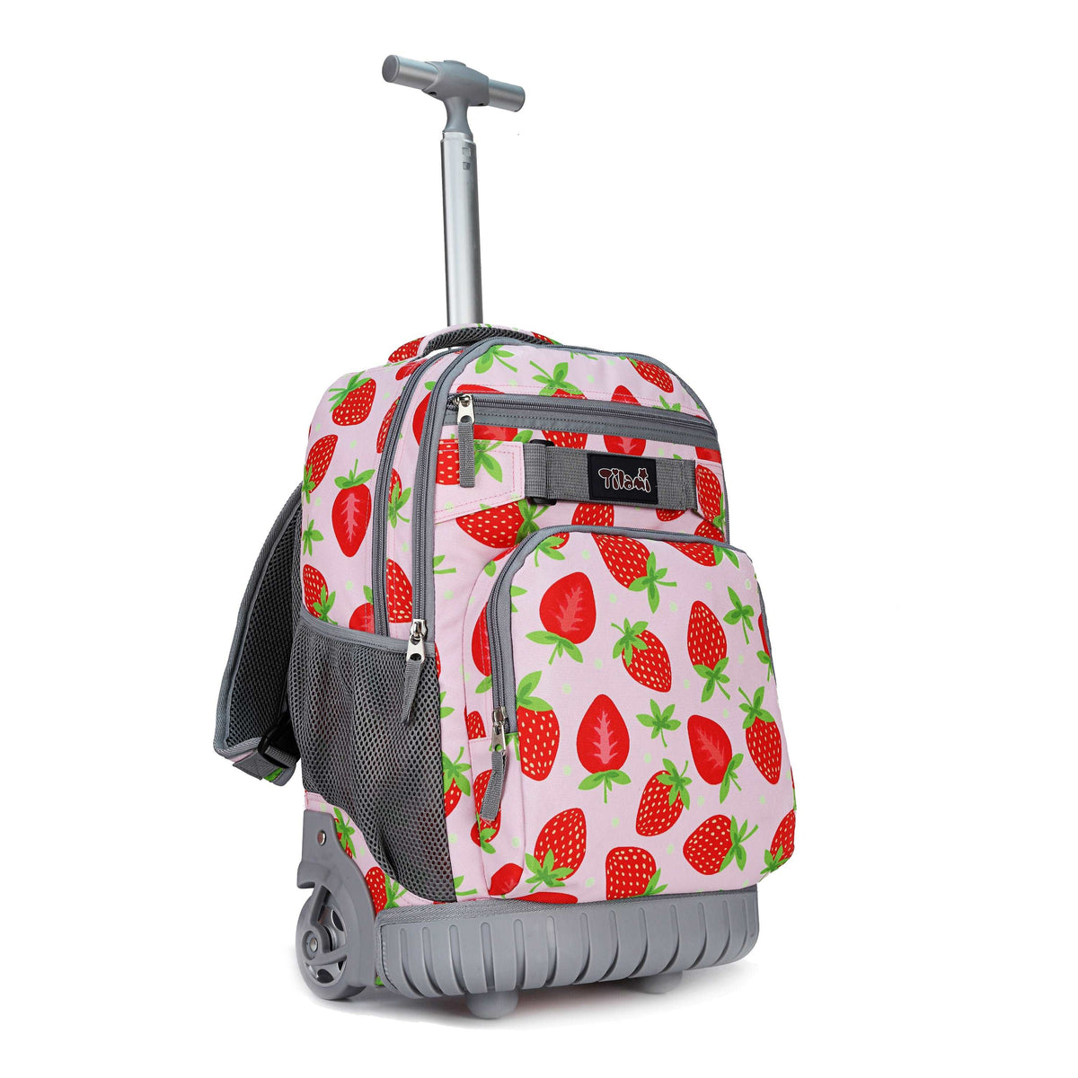 Tilami 18 inch Pink Strawberry Rolling Backpack For Kids – Tilamionline