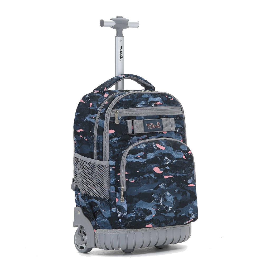 Tilami 18-inch Blue Paradise Rolling Backpack for Kids