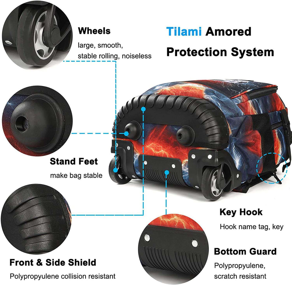 Tilami Rolling Backpack Passion Football 18 Inch Wheeled Backpack
