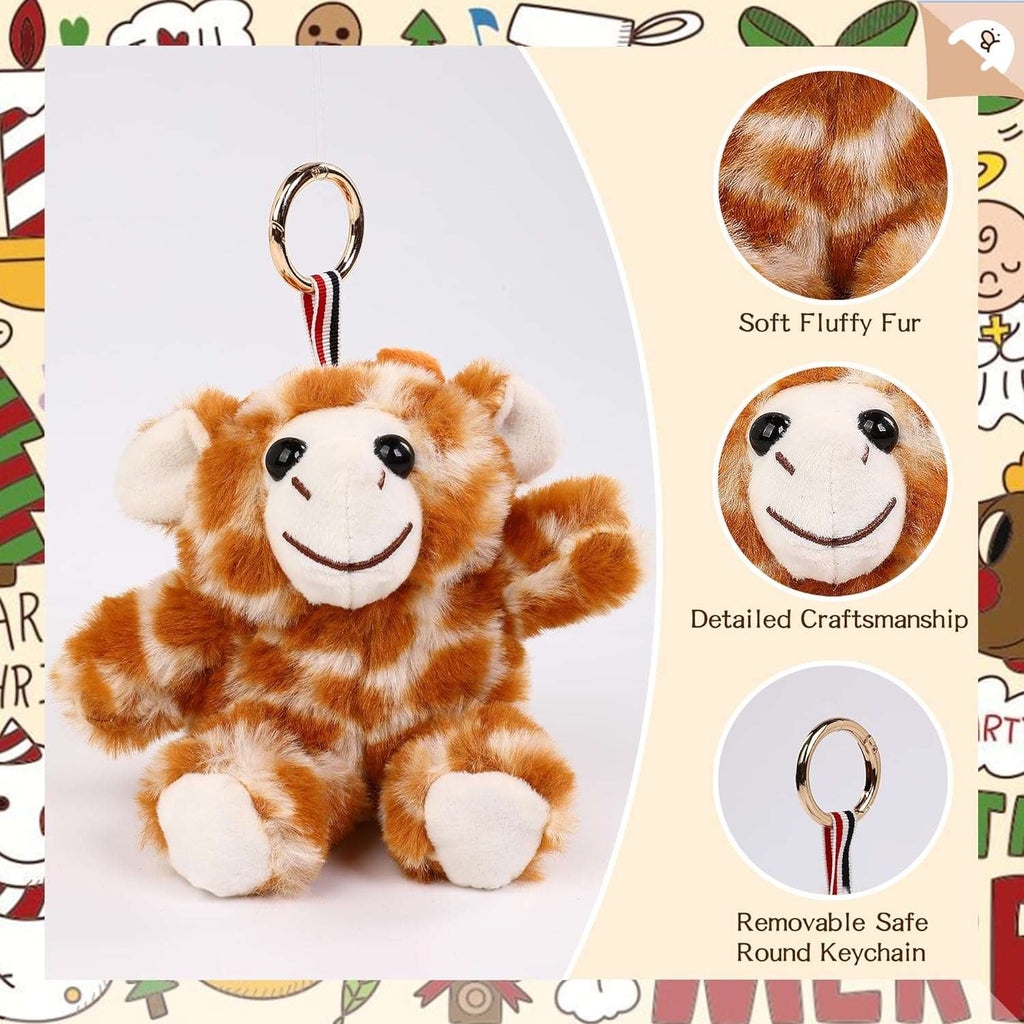 Tilami Plush Keychain Cute Stuffed Toy Monkey 7-inch Bag Charm for Kids, Plushie Key Pendant for Boys and Girls