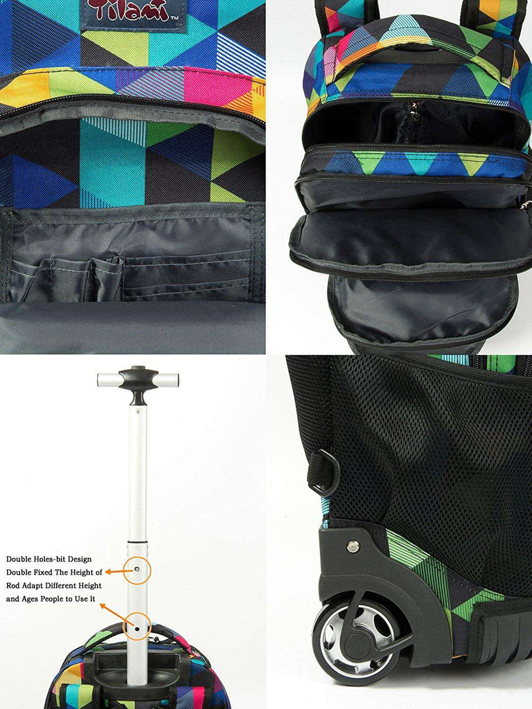 Tilami Rolling Backpack Colorful Geometric Print 18 Inch Wheeled Backpack canada