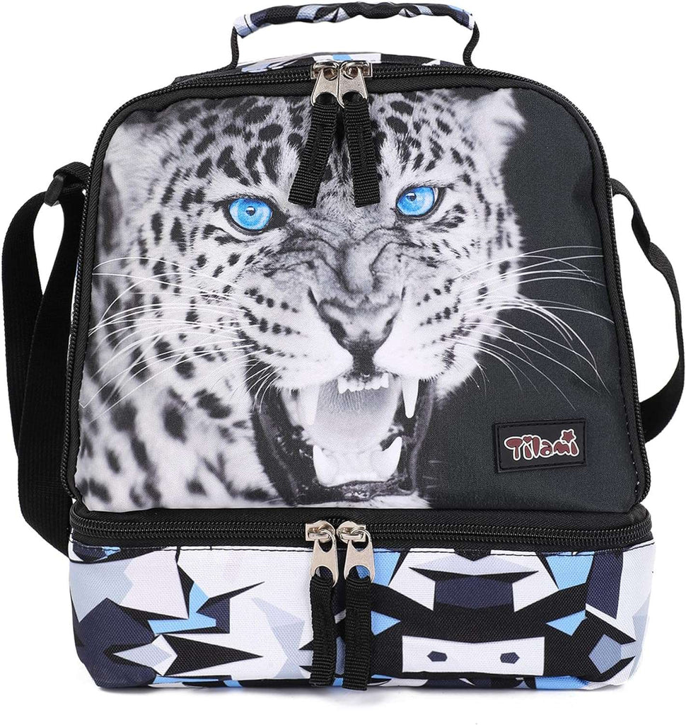Tilami Leopard Black Insulated Lunch Bags Water-Resistant Cooler Bags