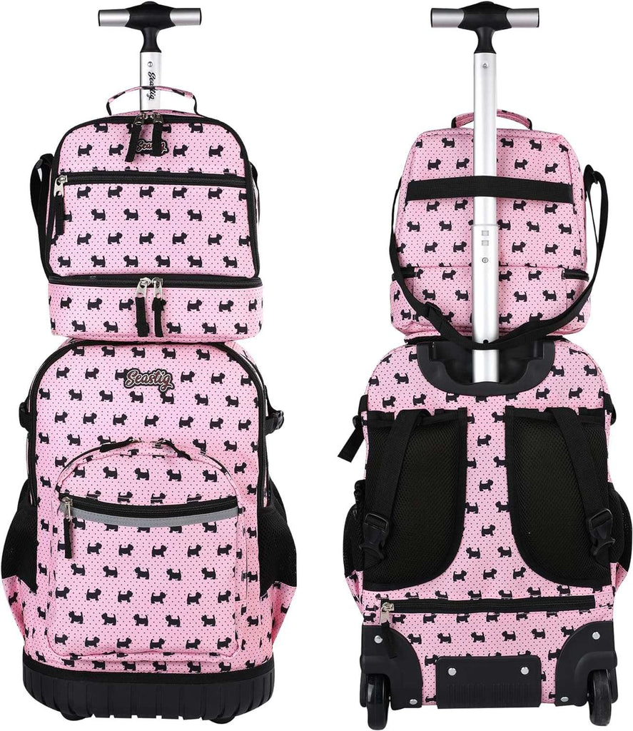 Dog Pink 18 inch Rolling Backpack for Kids with Lunch Bag and Pencil C – Tilamionline Dog Pink 18 inch Rolling Backpack for Kids with Lunch Bag and Pencil C – Tilamionline