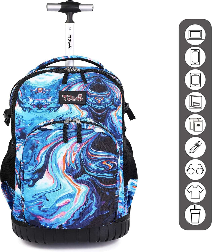 Tilami 18 inch Painting Blue Rolling Backpack