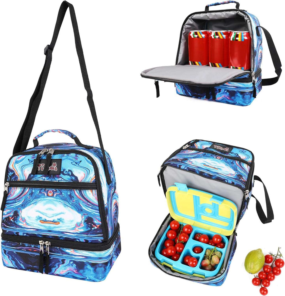Tilami Blue Painting Lunch Bag Insulated Adjustable Strap Cooler Bags
