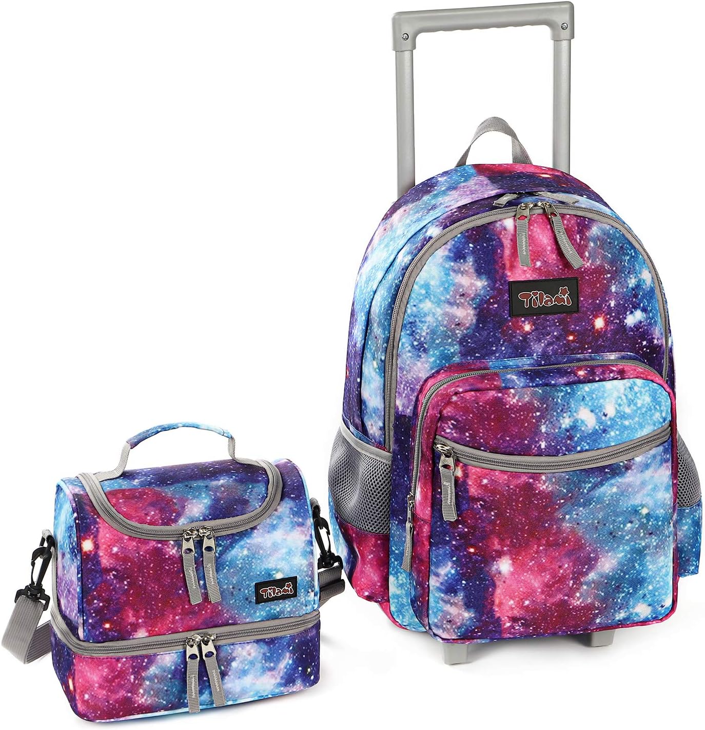 Girls Rolling Backpack with Lunch Bag