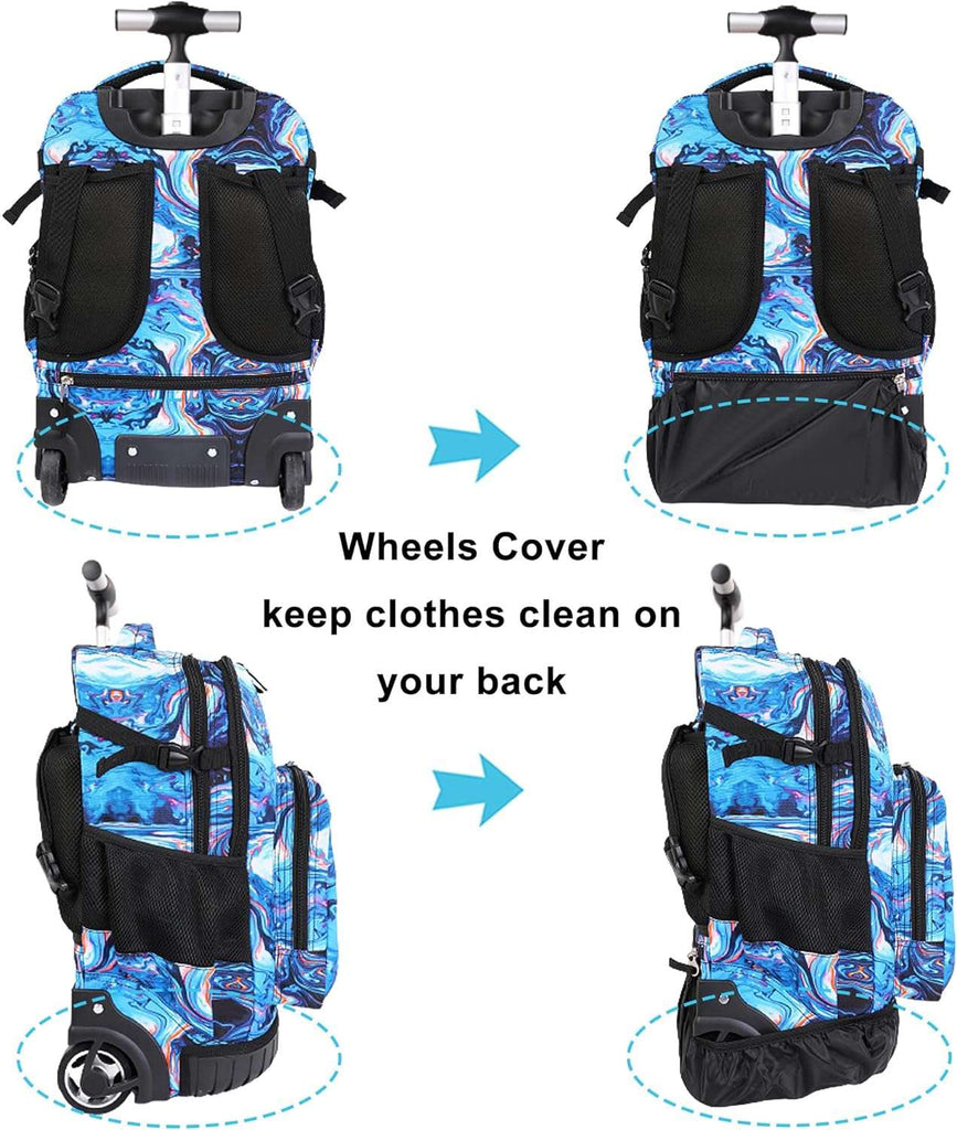 Tilami 18 inch Painting Blue Rolling Backpack
