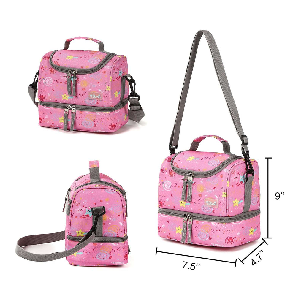 Tilami Pink Unicorn Rolling Backpack 18 inch with Lunch Bag