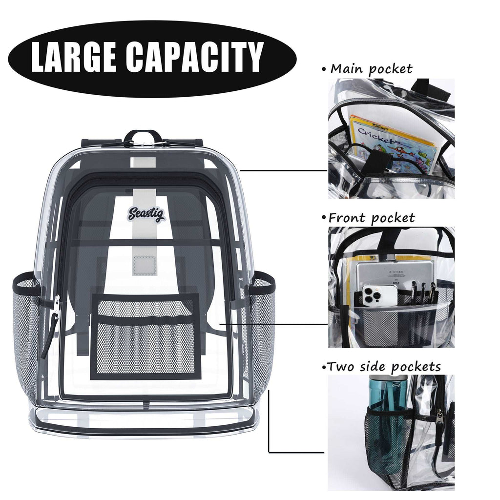 Seastig Black 17 inch Clear Waterproof Backpack
