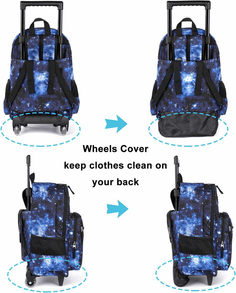 Tilami Galaxy Blue 18 inch Double Handle Rolling Backpack