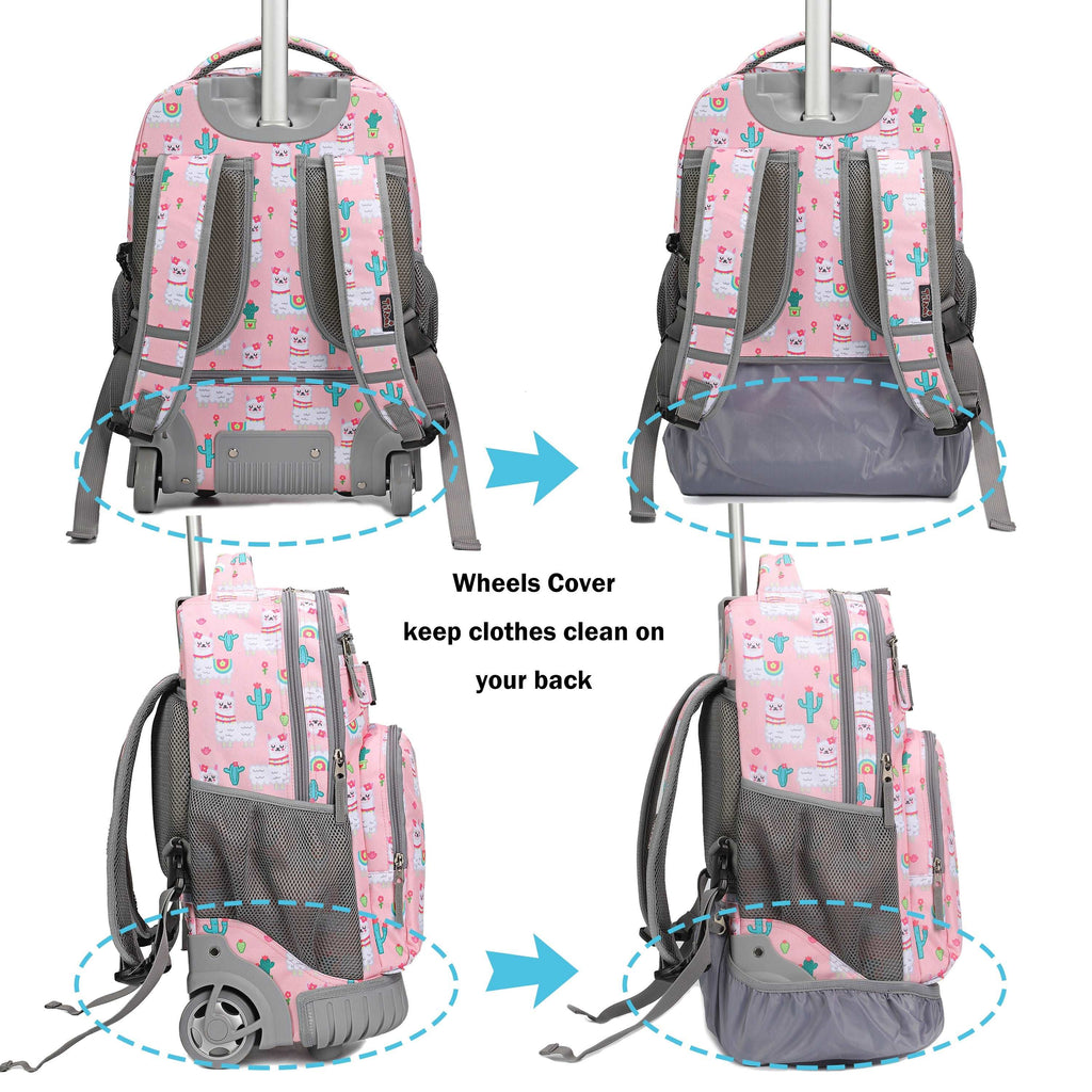 Tilami Pink Alpaca Rolling Backpack 18 inch with Lunch Bag Canada