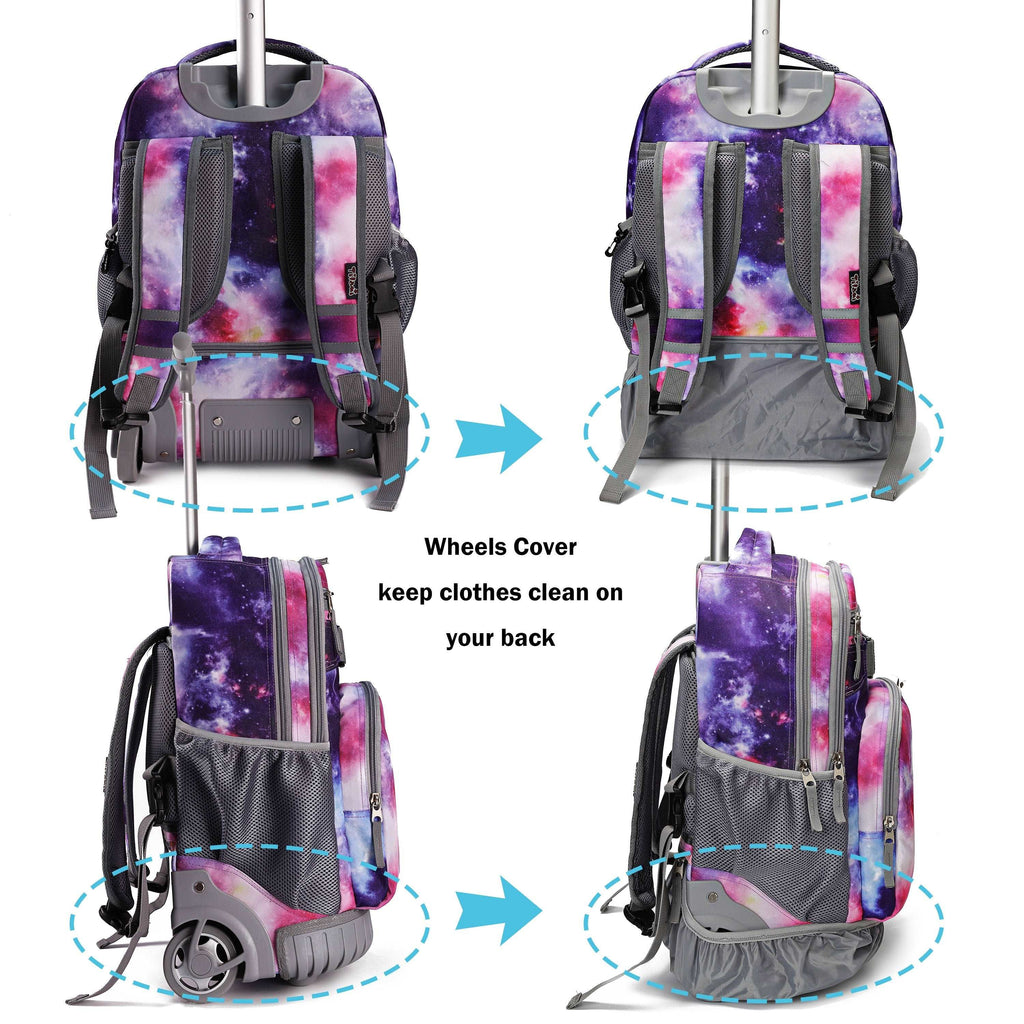 Tilami Purple Galaxy 18 inch Rolling Backpack for Kids Canada