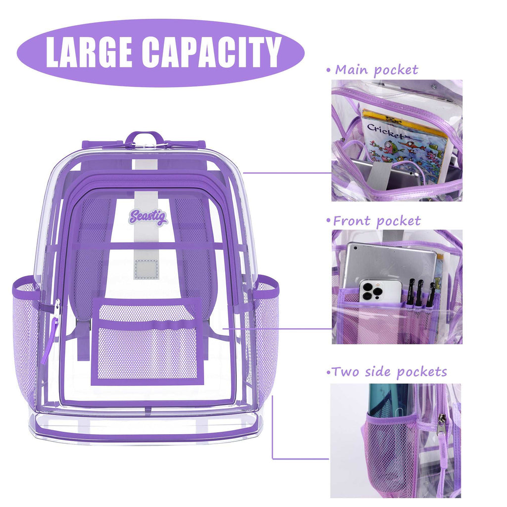 Seastig Purple 17 inch Clear Waterproof Backpack