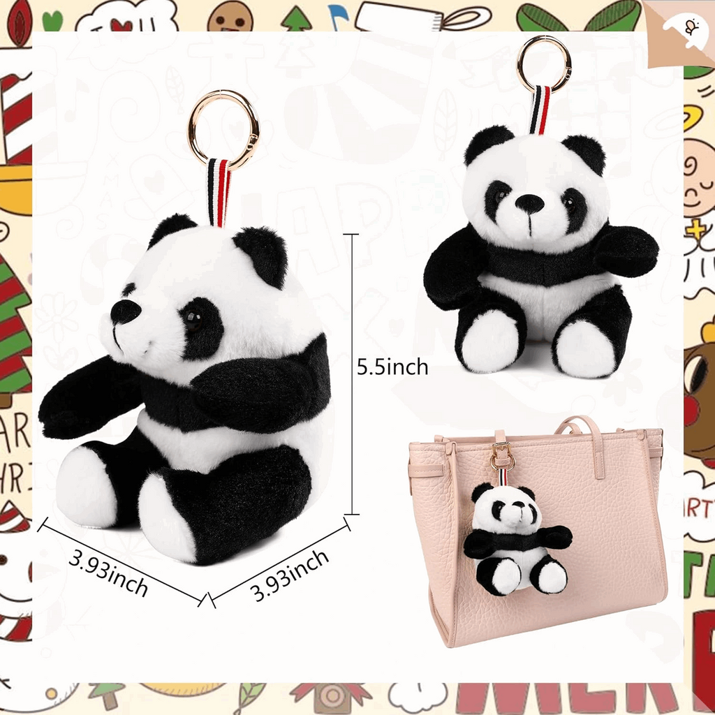 Tilami Plush Keychain Cute Stuffed Animal Toy Panda 5-inch Bag Charm for Kids