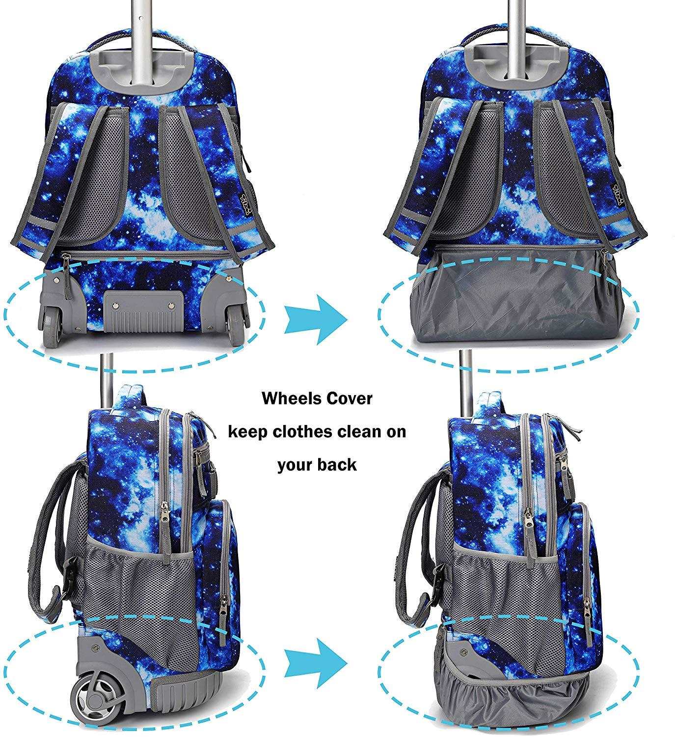 Galaxy Blue Rolling Backpack 18 inch Wheeled Laptop Backpack